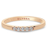 14K Gold 2mm 5 stone Diamond Wedding Band