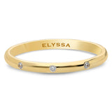 14K Gold 2mm Three Stone Burnish Set Diamond Wedding Band gold