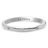 14K Gold 2mm Three Stone Burnish Set Diamond Wedding Band white gold
