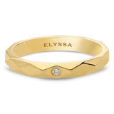 14K Gold 3mm Multi Faceted Wedding Band A Single Diamond gold