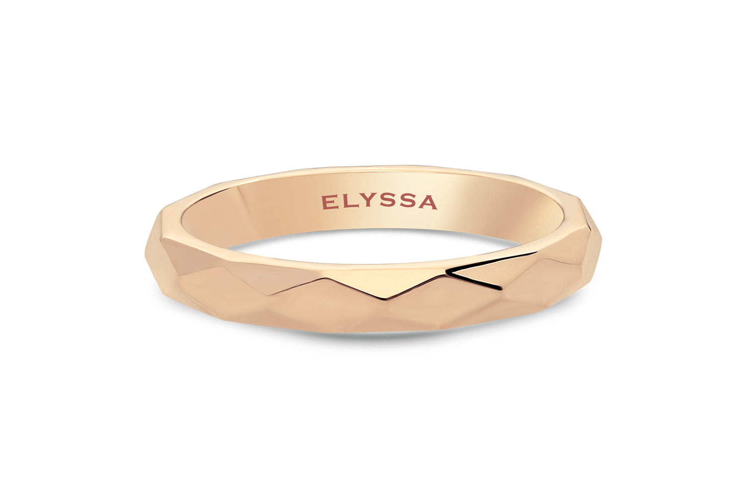 14K Gold 3mm Multi Faceted Wedding Band rose gold