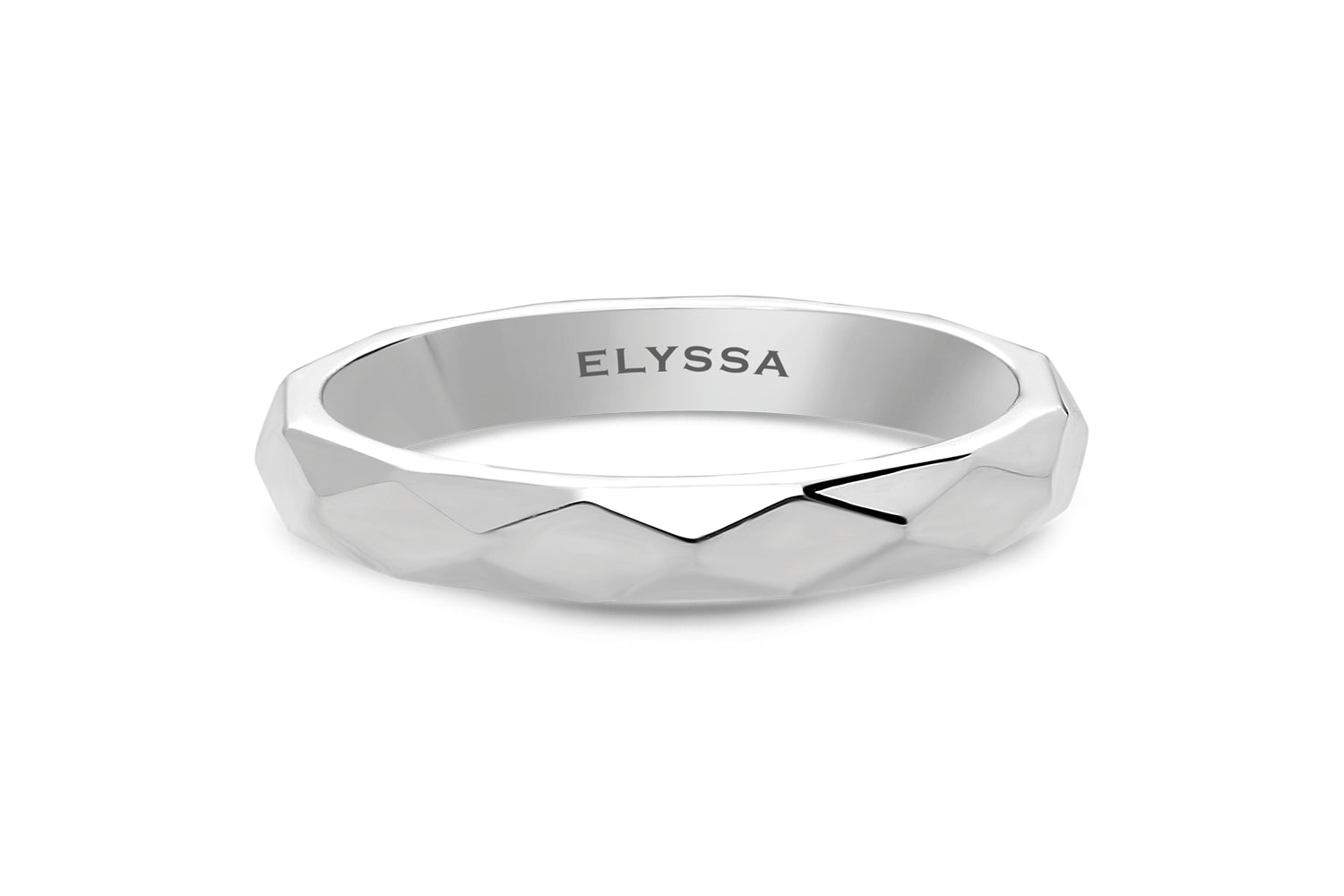 14K Gold 3mm Multi Faceted Wedding Band white gold