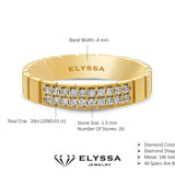14K Gold 4mm Two Row Edged Diamond Wedding Band