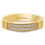 14K Gold 4mm Two Row Edged Diamond Wedding Band gold