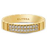 14K Gold 4mm Two Row Edged Diamond Wedding Band gold