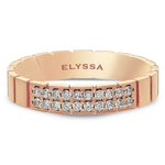 14K Gold 4mm Two Row Edged Diamond Wedding Band rose