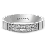14K Gold 4mm Two Row Edged Diamond Wedding Band white gold