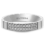 14K Gold 4mm Two Row Edged Diamond Wedding Band white gold