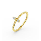 14K Gold Diamond Twisted Gold Band