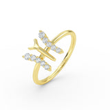 14K Gold Diamond Butterfly Gold Ring