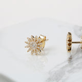 14K Gold Floral Diamond Earring