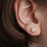 14K Gold Floral Diamond Earring