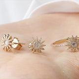 14K Gold Floral Diamond Earring