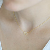 14K Gold Open Heart Diamond Necklace