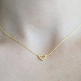 14K Gold Open Heart Diamond Necklace