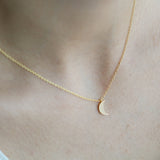 14K Gold Crescent Moon Diamond Necklace