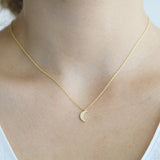 14K Gold Crescent Moon Diamond Necklace