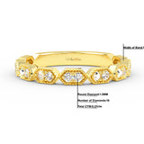 14K Gold Art Deco Round Diamond Wedding Band