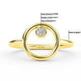 14K Solid Gold Open Circle Diamond Wedding Band