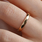 14K Gold 3mm Multi Faceted Wedding Band