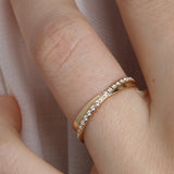 14K Gold Overlaping Ring with Diamonds