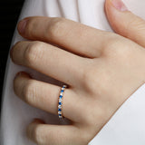 14K Gold 2.2mm Half way Ulternating Diamond and Sapphire Wedding Band