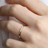 14K Gold 2mm 5 stone Diamond Wedding Band
