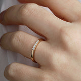 14K Gold 2mm 5 stone Diamond Wedding Band