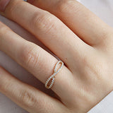 14K Gold Half Way Infinty Diamond Wedding Band