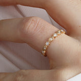 14K Gold Round and Marquise Design Diamond Wedding Band