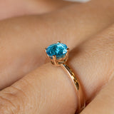 14K Rose Gold Blue Topaz Gemstone Ring