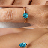 14K Rose Gold Blue Topaz Gemstone Ring