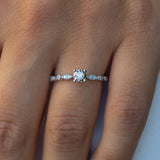 14K White Gold Unique Round Diamond Wedding Band
