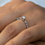 14K White Gold Unique Round Diamond Wedding Band