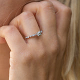 14K White Gold Unique Round Diamond Wedding Band