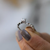 14K White Gold Unique Round Diamond Wedding Band