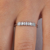 14K White Gold Baguette and Round Diamond Ring