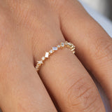 14K Gold Baguette and Round Diamond Ring