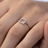 14K White Gold Pave Geometric Diamond Ring