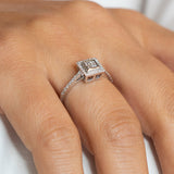 14K Gold Round and Baguette Diamond Engagement Ring