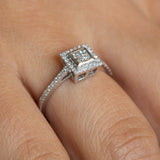 14K Gold Round and Baguette Diamond Engagement Ring