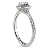 14K Halo Diamond Ring, Micropave Round Diamond Engagement Ring