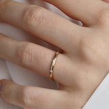 14K Gold 2mm Three Stone Burnish Set Diamond Wedding Band
