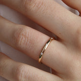 14K Gold 2mm Three Stone Burnish Set Diamond Wedding Band