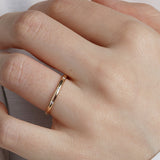 14K Gold 2mm Three Stone Burnish Set Diamond Wedding Band