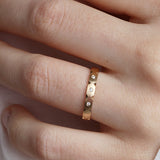 14K Gold 3mm Modern Wedding Band with Diamonds