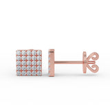 14K Gold Diamond Square Stud Earrings