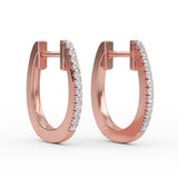 14K Gold 9MM Diamond Hoop Earrings