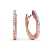 14K Gold 9MM Diamond Hoop Earrings