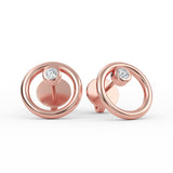 14K Gold Bezel Setting Diamond Open Circle Earrings